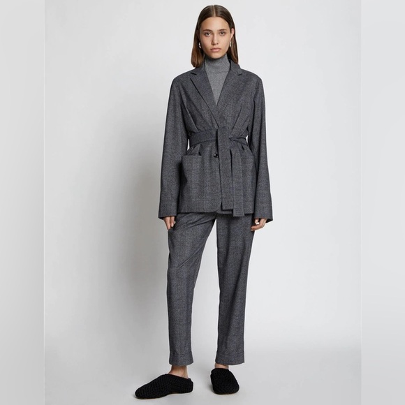 Proenza Schouler Gray Wool Check-pattern Belted Tailored Blazer brand new - Picture 1 of 10